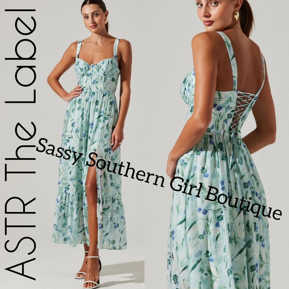 🆕⭐ ASTR The Label Blue Floral Corset Dress